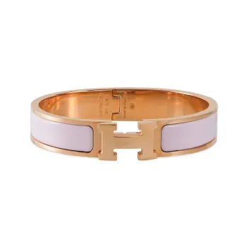 HERMES Enamel Bangles Women's Rose Gold