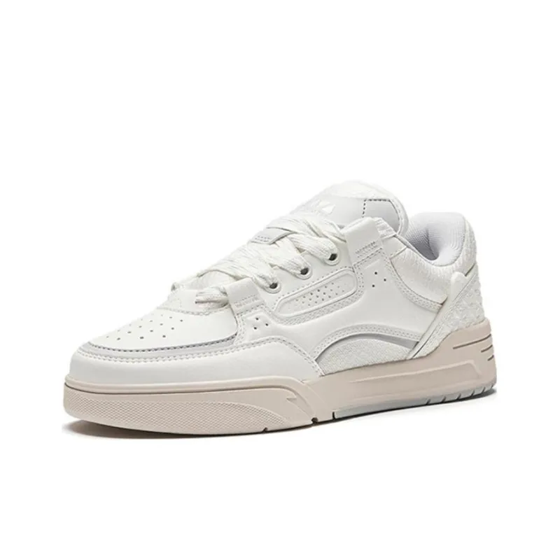 Anta Oscar Puffy Shoes Low Top Skateboard Shoes Women's Ivory White-1