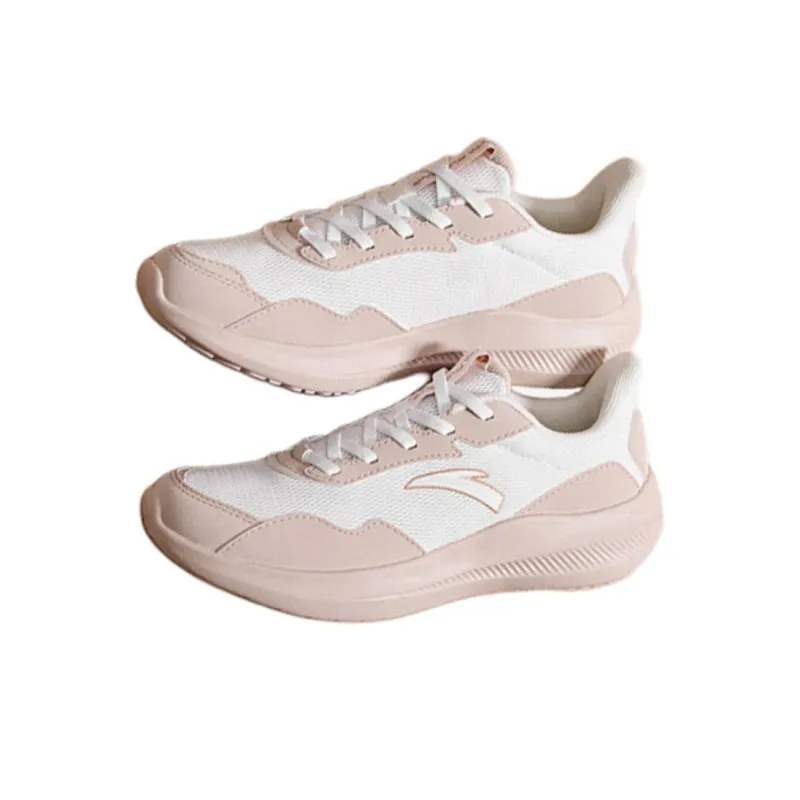 Anta Nebula Cushioning And Breathable Low Top Casual Running Shoes Women's White Pink-1