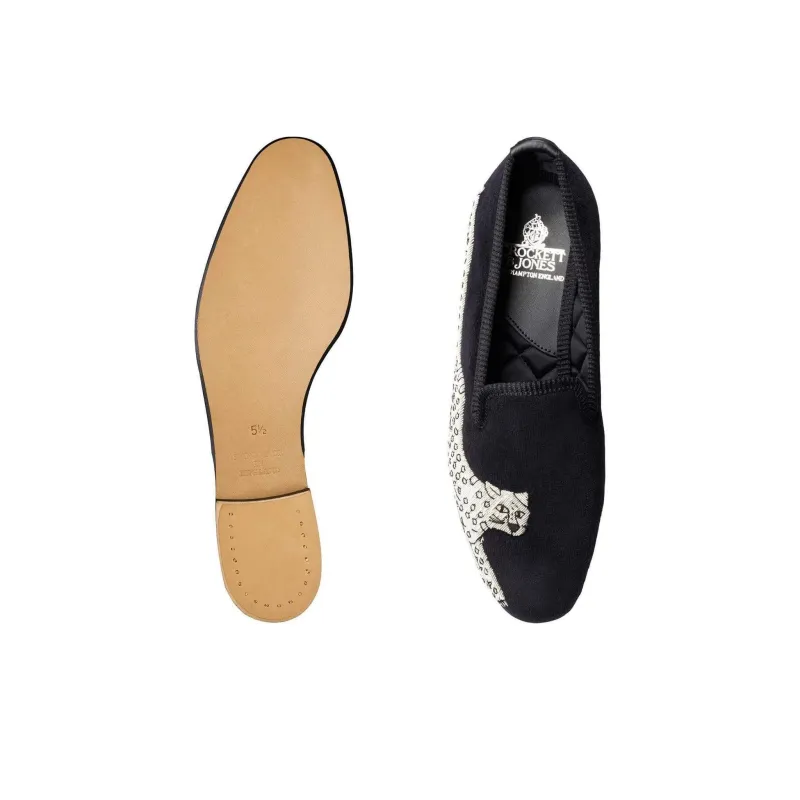 CROCKETT & JONES Silver Leopard Loafers Women's Black-3