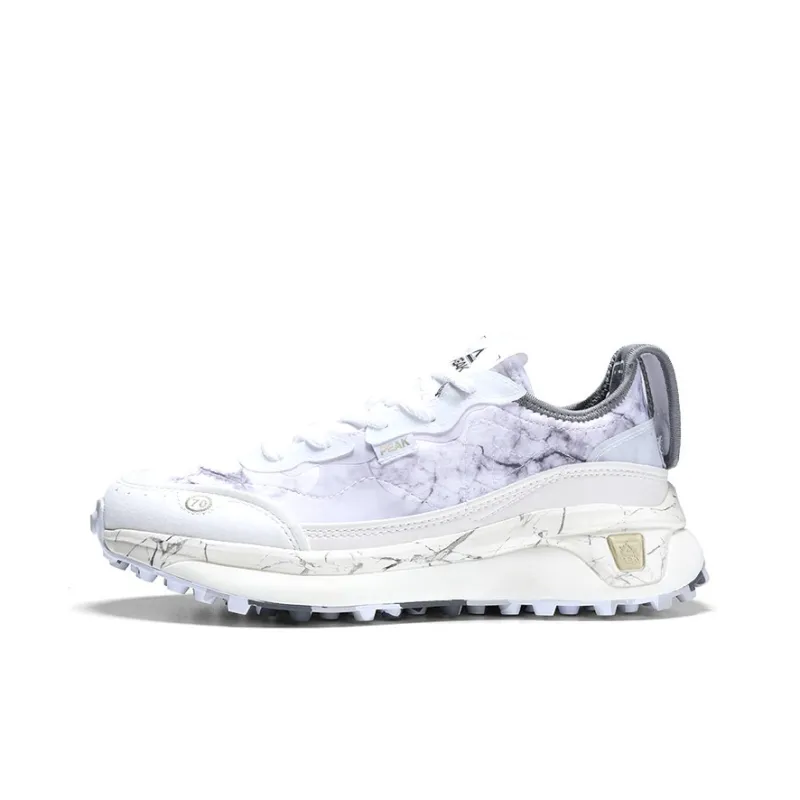 PEAK BOOM 70s Wear Resistant Slip Resistant Low Top Running Shoes Women's White Gray-0