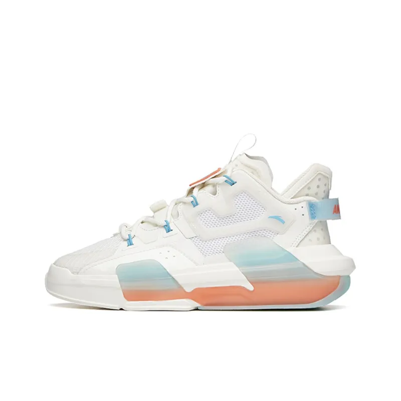 Anta Bastard Coverage Warm Slip-Resistant Low-Top Skateboard Shoes Women's White Orange Blue-0