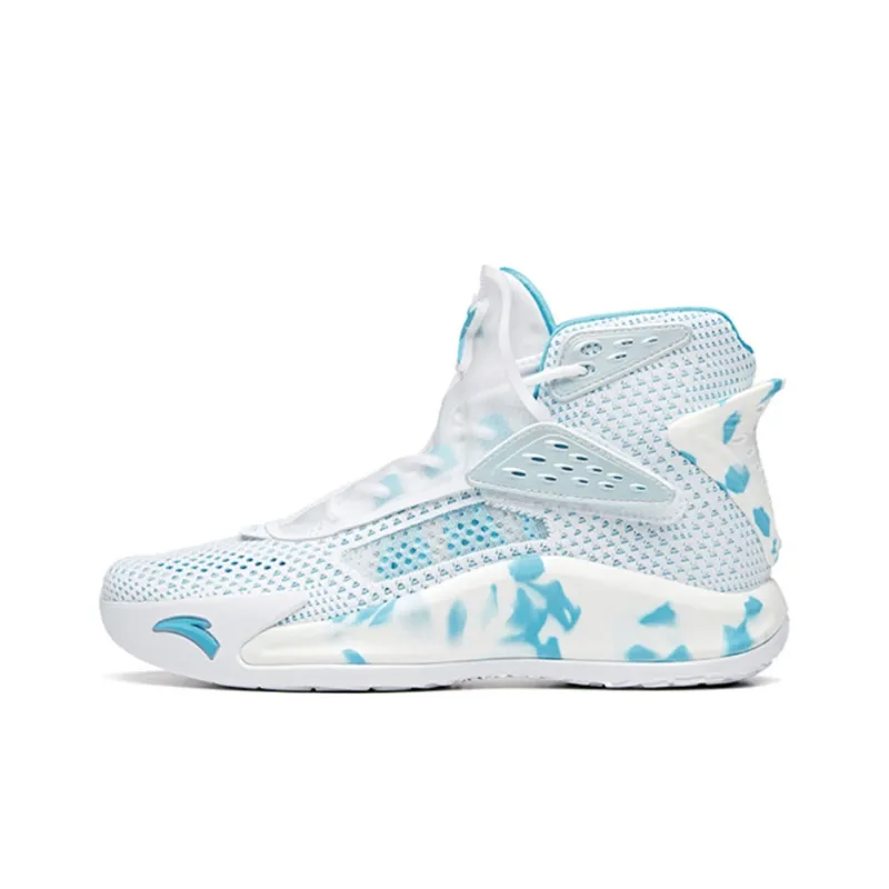 Anta KT5 Cushioning Anti Slip And Wear Resistant High Top Basketball Shoes Men's White Blue-0