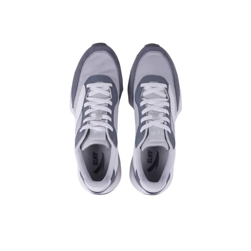 Anta HERITAGE 70 Anti Slip Wear Resistant Low Top Casual Shoes Men's Gray White-3