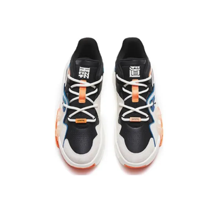 Anta Overbearing Shock Absorbers Slip Resistant Breathable High Top Basketball Shoes Men's White Blue-2