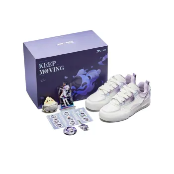 GenShin x Anta Abrasion Resistant Balance Lightweight Low Top Skateboard Shoes Men's White Purple