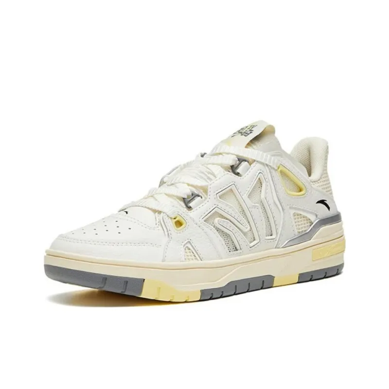 Anta Flame 4.0 Anti Slip Wear Resistant Low Top Skateboard Shoes Women's Ivory White-1