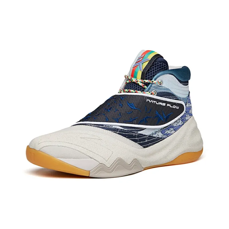 Anta Thompson KT6 Collection Anti Slip Wear Resistant Mid Top Basketball Shoes Men's Ink Blue-1