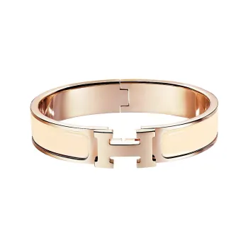 HERMES Clic H Metal Enamel Bangles Women's