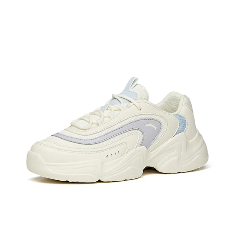 Anta Chao Worship 2.0 Cushioning Anti Slip Wear Resistant Breathability Low Top Casual Shoes Women's White Purple-2