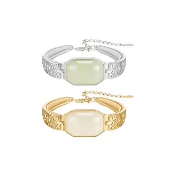 MAMADESHOUHU Hetian Jade Bangles Pale Greenish-White Jade Women's