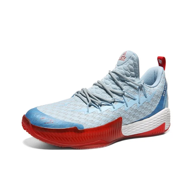 PEAK Wear Resistant Slip Resistant Low Top Performance Basketball Shoes Men's Light Blue-2