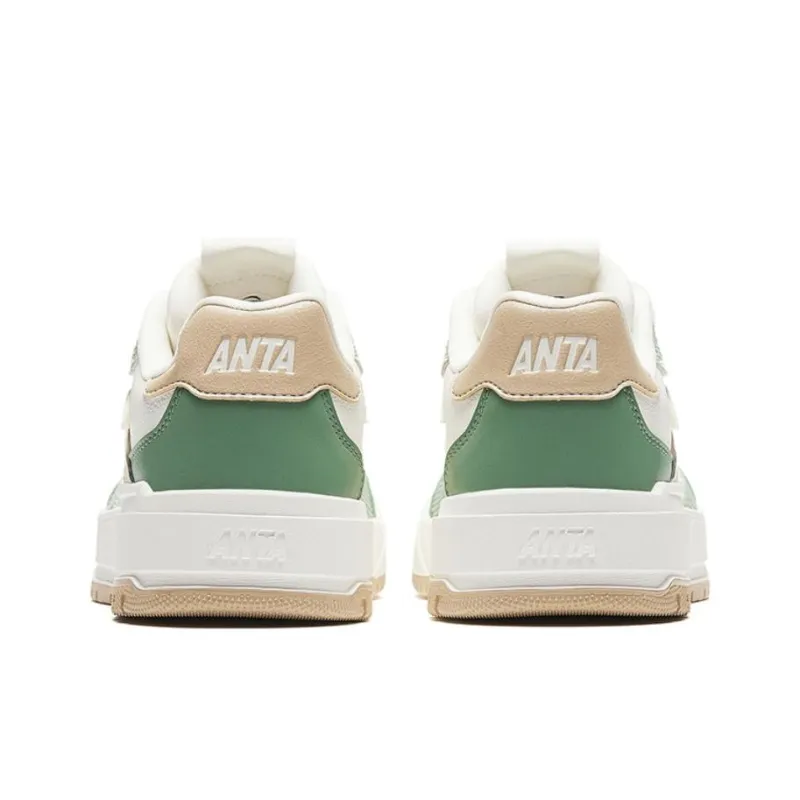 Anta 982 Abrasion Resistant Low Top Skateboard Shoes Women's White Green-3
