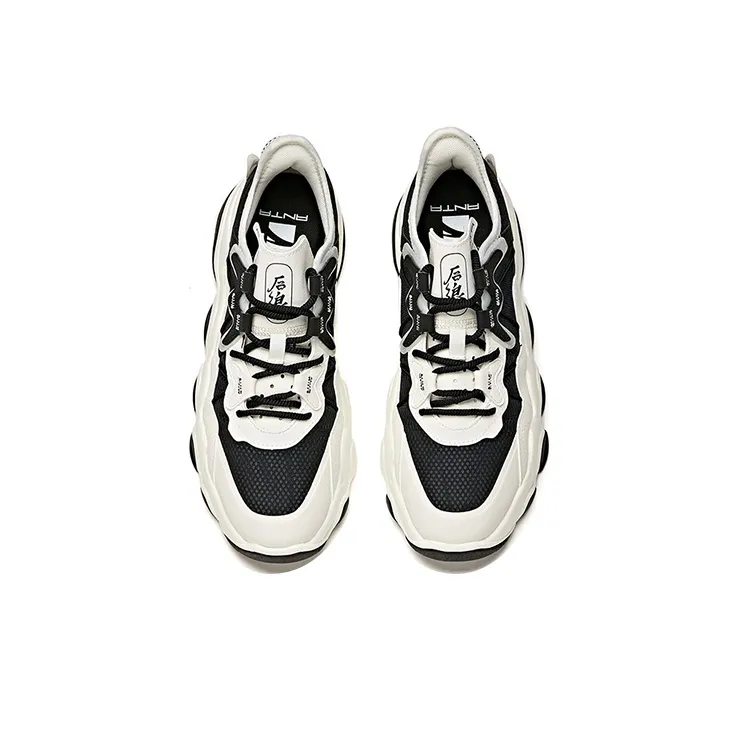 Anta Back Wave 1.0 Anti-Slip Wear-Resistant Low-Top Running Shoes Black White-2