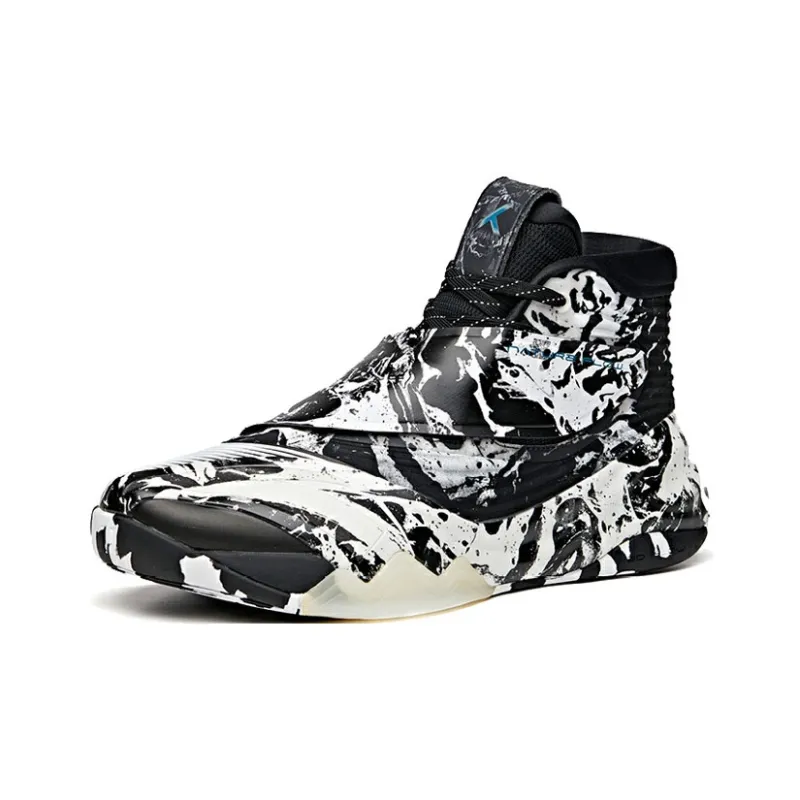 Anta KT6 Anti-Slip Wear-Resistant High-Top Basketball Shoes Black White-1