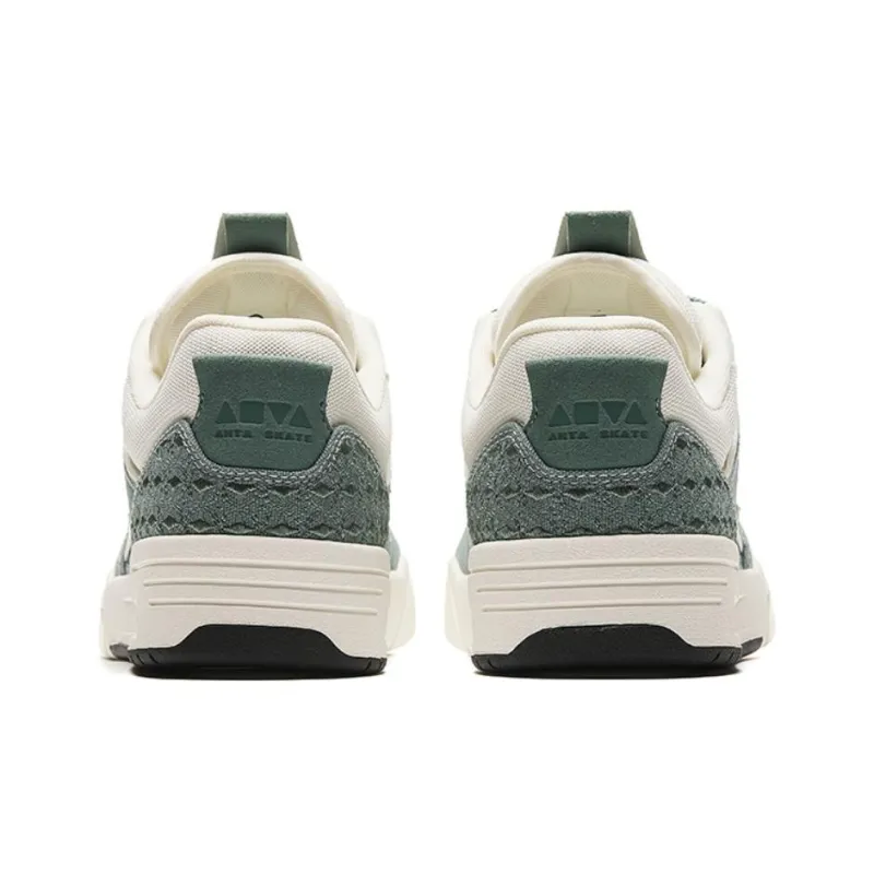 Anta AOJIE Anti-Slip Wear-Resistant Low-Top Skateboard Shoes Men's White Green-3