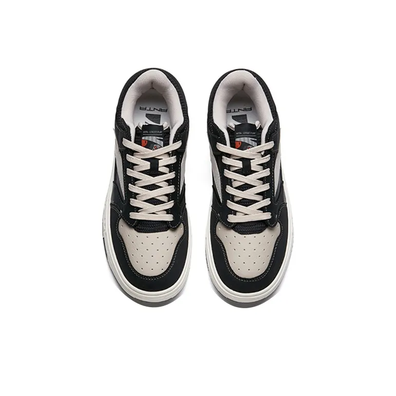 Anta Street Play Series Slip Resistant Cushioning Abrasion Resistant Low Top Skateboard Shoes Men's Black Gray Obsidian-3
