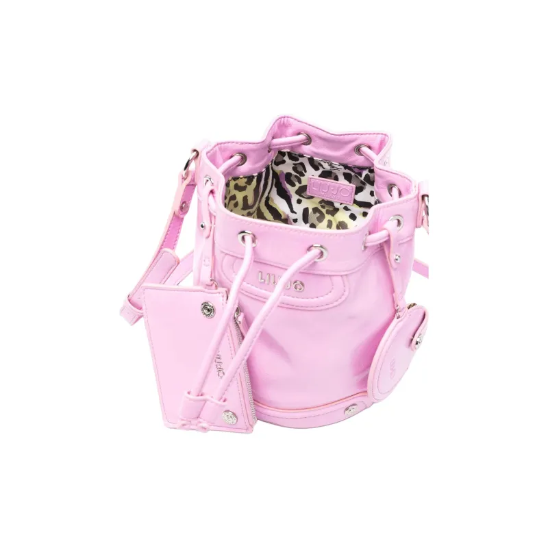 LIU·JO Artificial Leather Bucket Bags Crossbody Bag, Shoulder Bag Women's Bubble Gum Pink Red-2