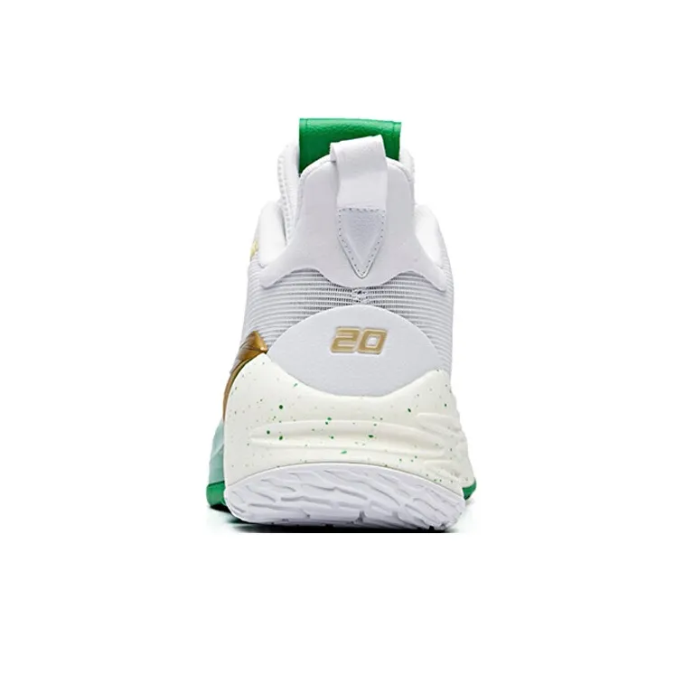 Anta KT4 Thompson Anti Slip Wear Resistant Breathable Lightweight Low Top Basketball Shoes Men's White Green Gold-3