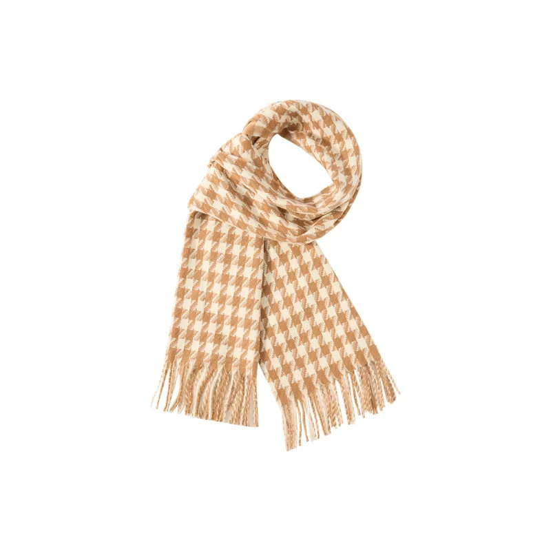 CAMEL Polyester Knit Scarves Unisex Light Khaki-1