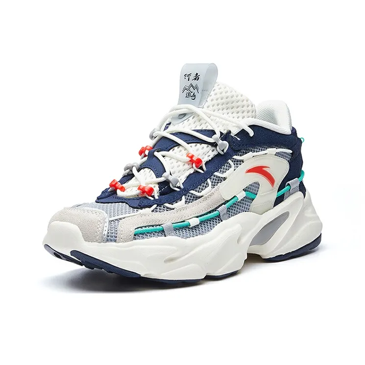 Anta Walker Anti Slip Wear Resistant Low Top Running Shoes White Blue-2