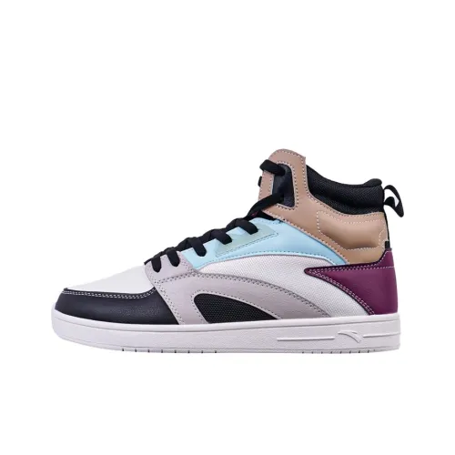 ANTA Street Naughty Skateboard Shoes Men High-Top Ivory White/Black/Dusty Gray/Purple/Brown/Blue