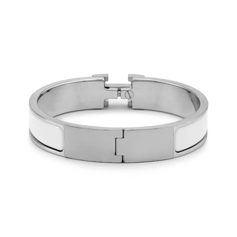 HERMES Bracelet Narrow Clic Clac H Enamel Pm White-1
