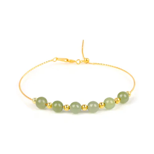 Yi Zhen Ge Hetian Jade 925 Silver Bracelets Women's Green Jade