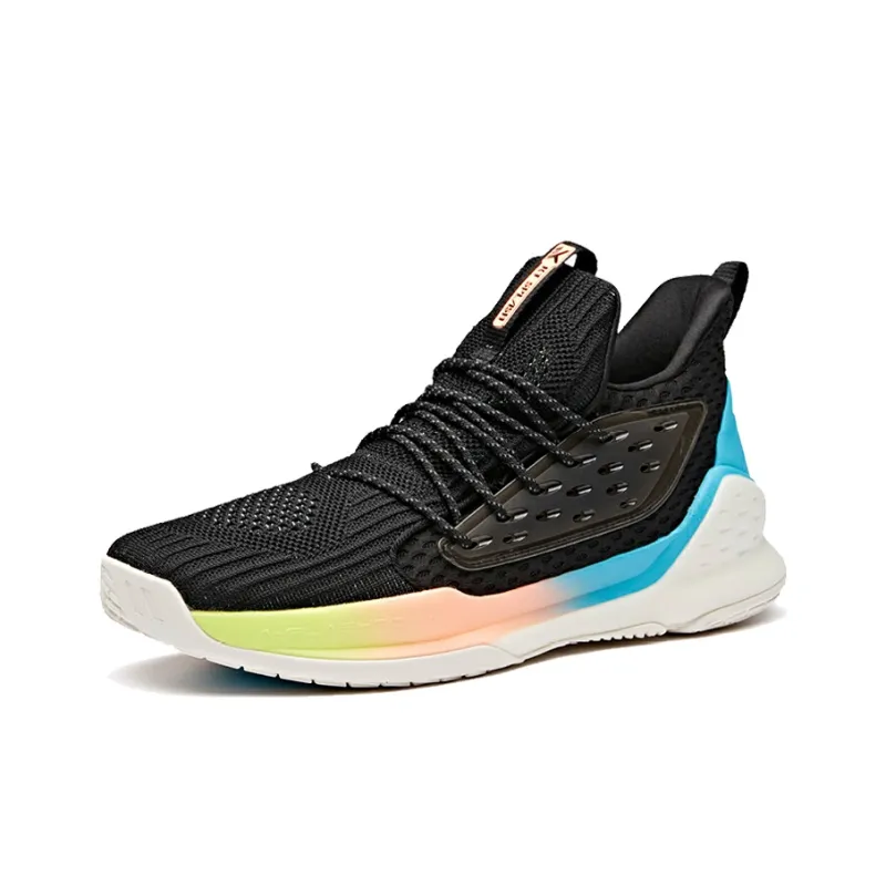 Anta Water Flower 1 Cushioning Anti-Slip Wear-Resistant Breathability Low-Top Basketball Shoes Men's Black Blue-2
