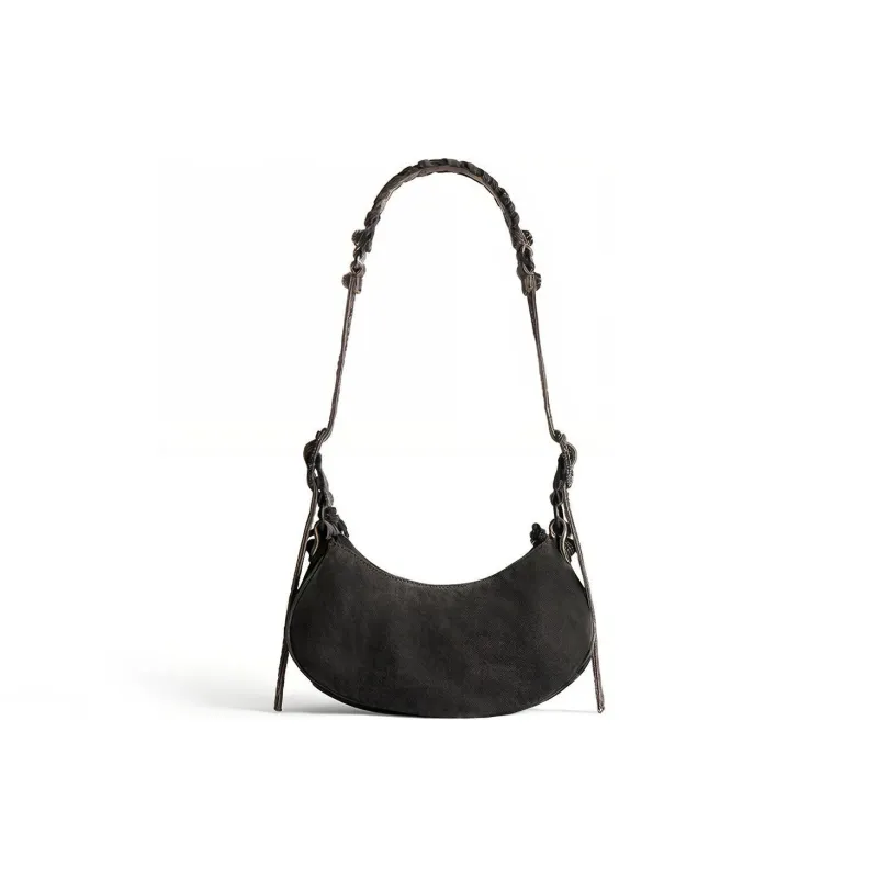Balenciaga Le Cagole Washed Denim Crossbody Bag, Shoulder Bag Women's Black-5