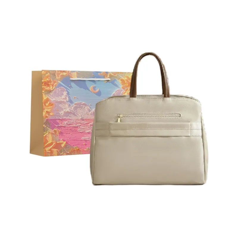 BRINCH Oxford Laptop Bag Regular Women's Apricot/Elegant Black-0