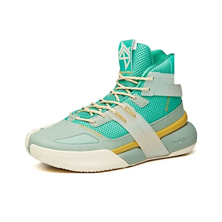 Anta Crazy 4 High Top Performance Basketball Shoes Men's Green Yellow-2