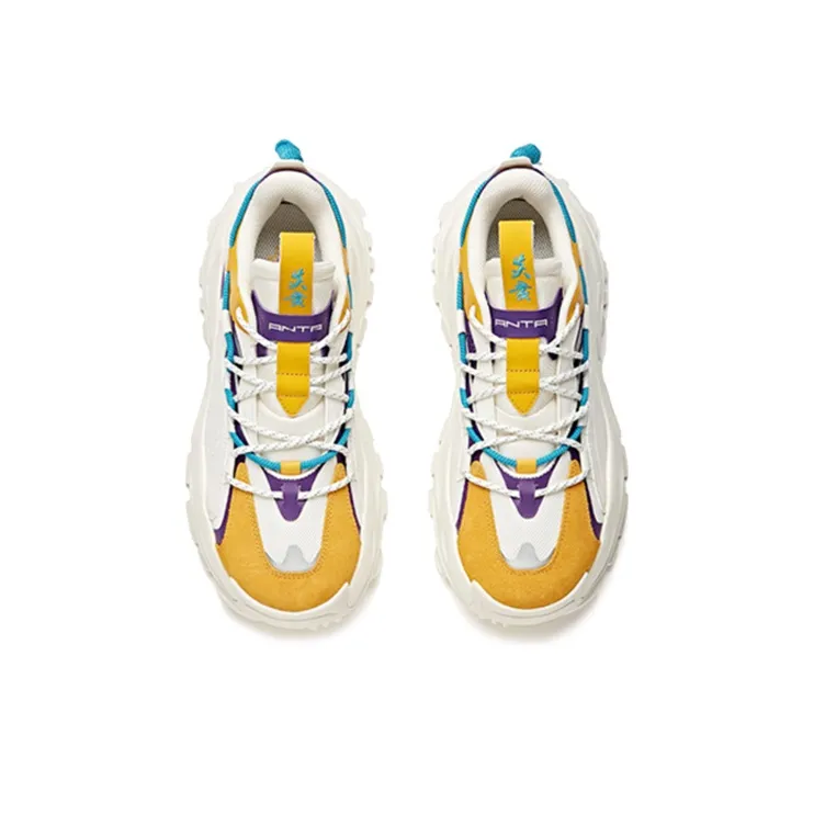 Anta Hot Anti Slip And Wear Resistant Height Increasing Low Top Chunky Sneakers Men's Yellow White-3