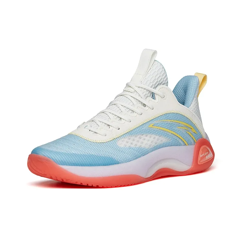 Anta Cement Bubble 2.0 Slip Resistant Low Top Performance Basketball Shoes Men's White Blue, Jelly Upper Blue-1