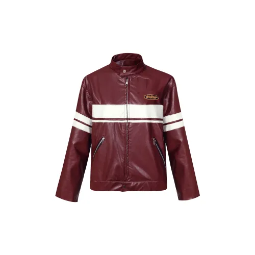 FOASIS Leather Jackets Unisex Maroon