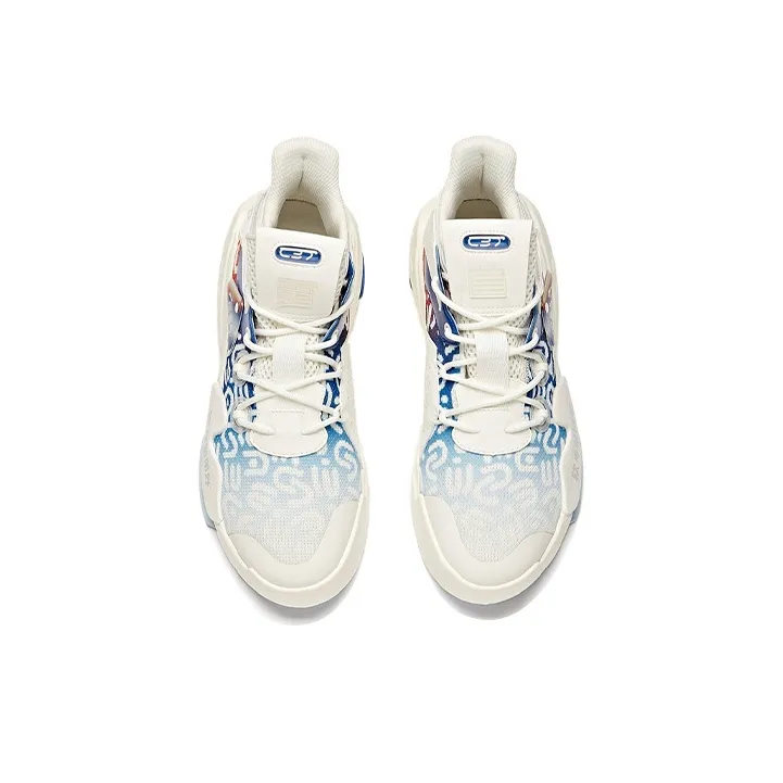 Anta C37 Series Mid-Top Skateboard Shoes Men's White Blue-1