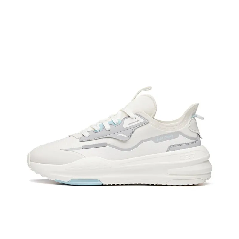 Anta C37 Series Anti-Slip Wear-Resistant Lightweight Breathable Low-Top Skateboard Shoes Men's White Gray-0