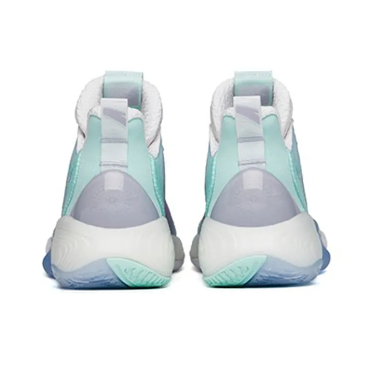 ANTA Bubble Bomb Basketball Shoes Men Low Top Shallow Beach Green/Ivory White/Lotus Purple-4