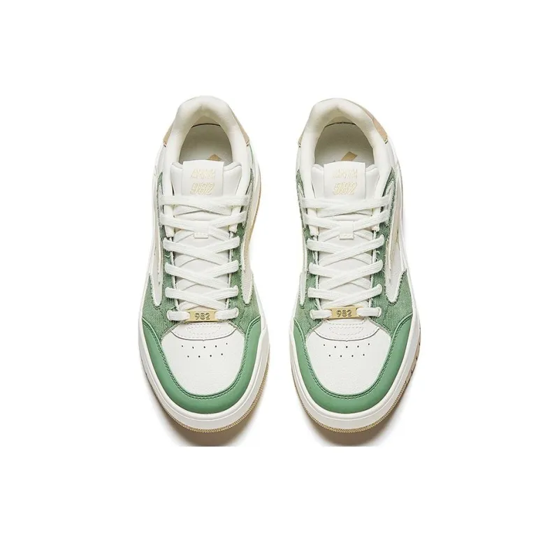 Anta 982 Abrasion Resistant Low Top Skateboard Shoes Women's White Green-2