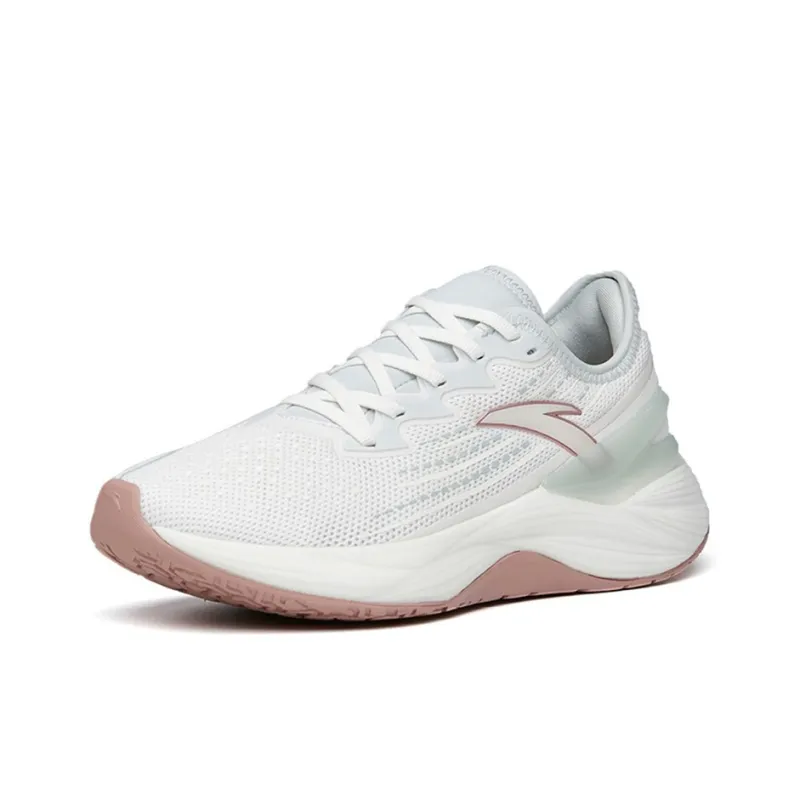Anta Tron 2.0 Cushioning Anti Slip And Wear Resistant Low Top Running Shoes Women's White Pink Green-1