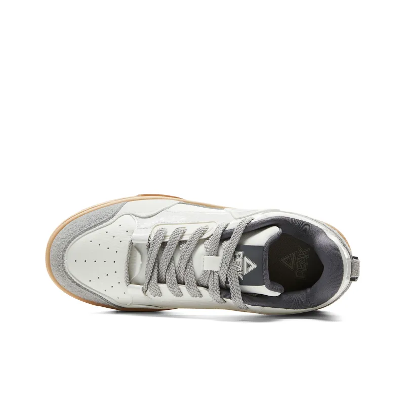 PEAK State Pole Pictorial Skateboard Shoes Men Low Top Gray White-3