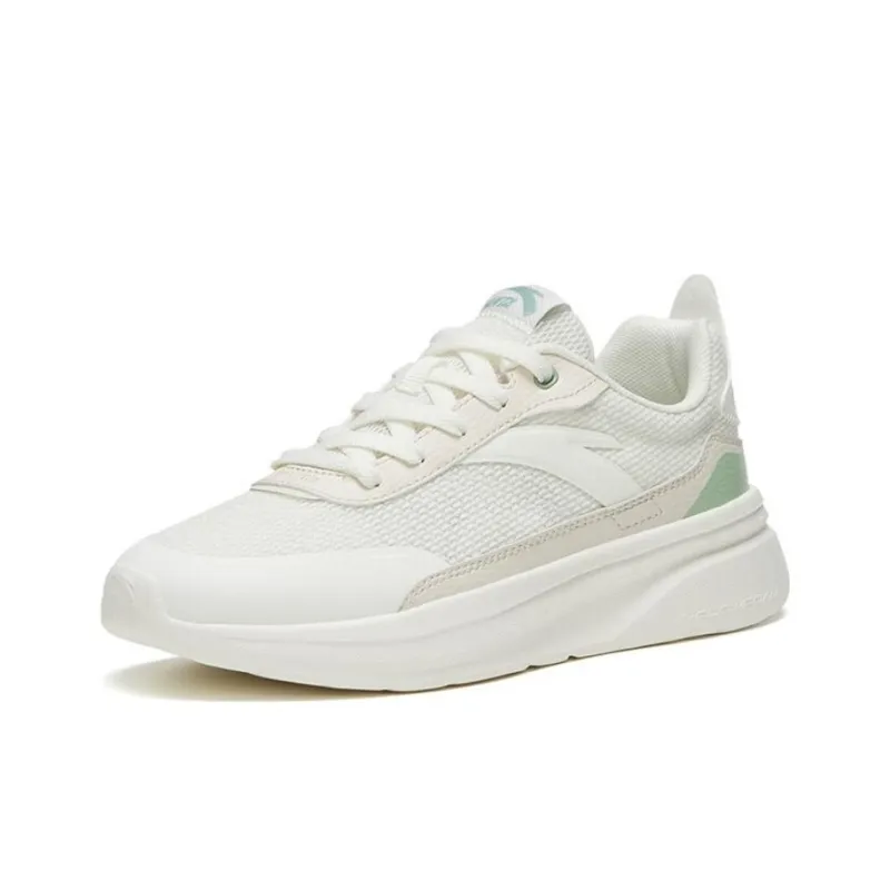 Anta Walker Anti-Slip Wear-Resistant Low-Top Sports Casual Shoes Women's White Green-1