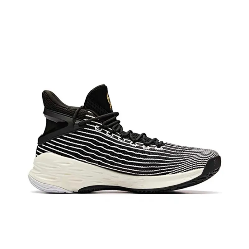 Anta KT4 Cushioning Anti-Slip And Wear-Resistant High-Top Basketball Shoes Men's Black White-1