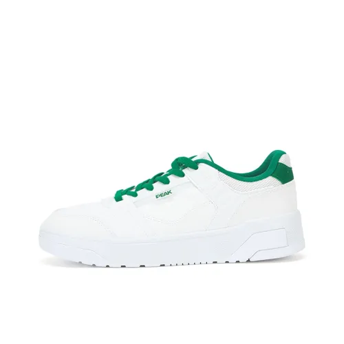 PEAK Cloud Traces Skateboard Shoes Men Low-Top Large White/Grass Green