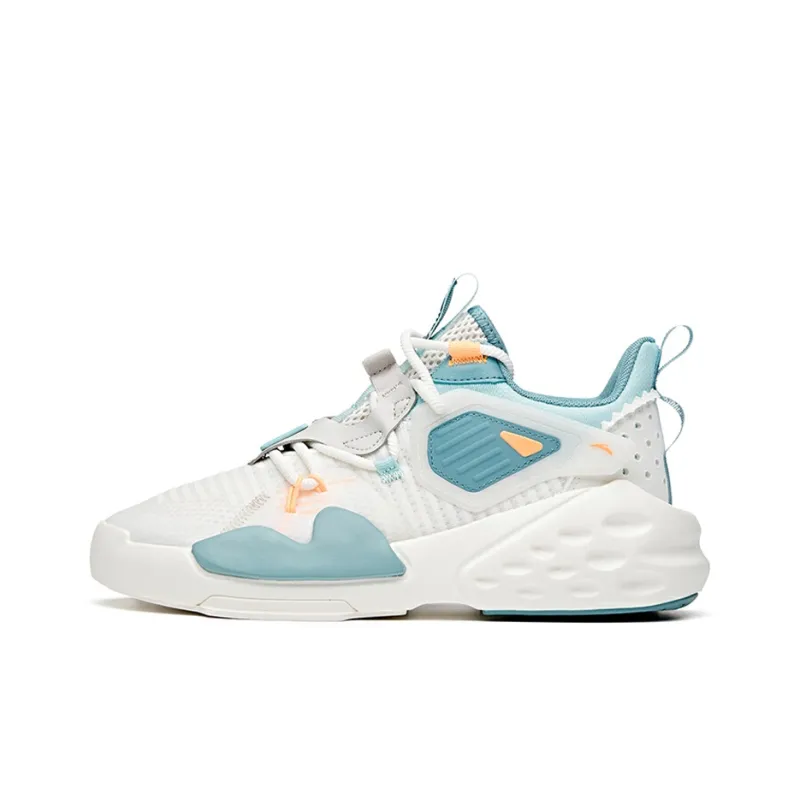 Anta Bastard Non-slip Lightweight Mid-Top Skateboard Shoes Men's White Blue Green-0
