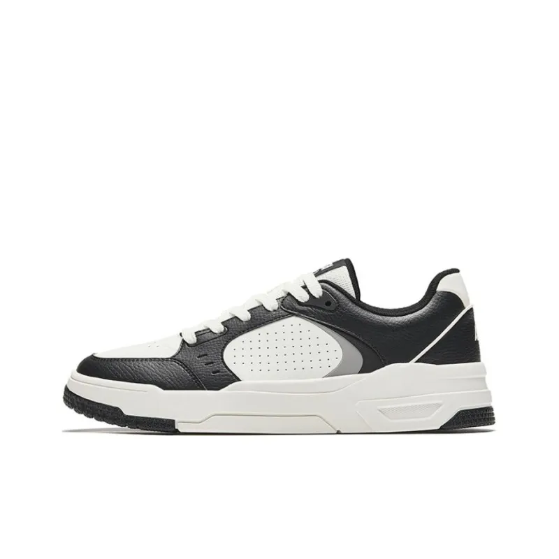 Anta 982GZ Durable Breathable Low Top Skateboard Shoes Men's Black White-0