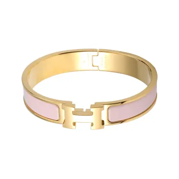 HERMES Gold Plated Bangles Women's Gold, Pink