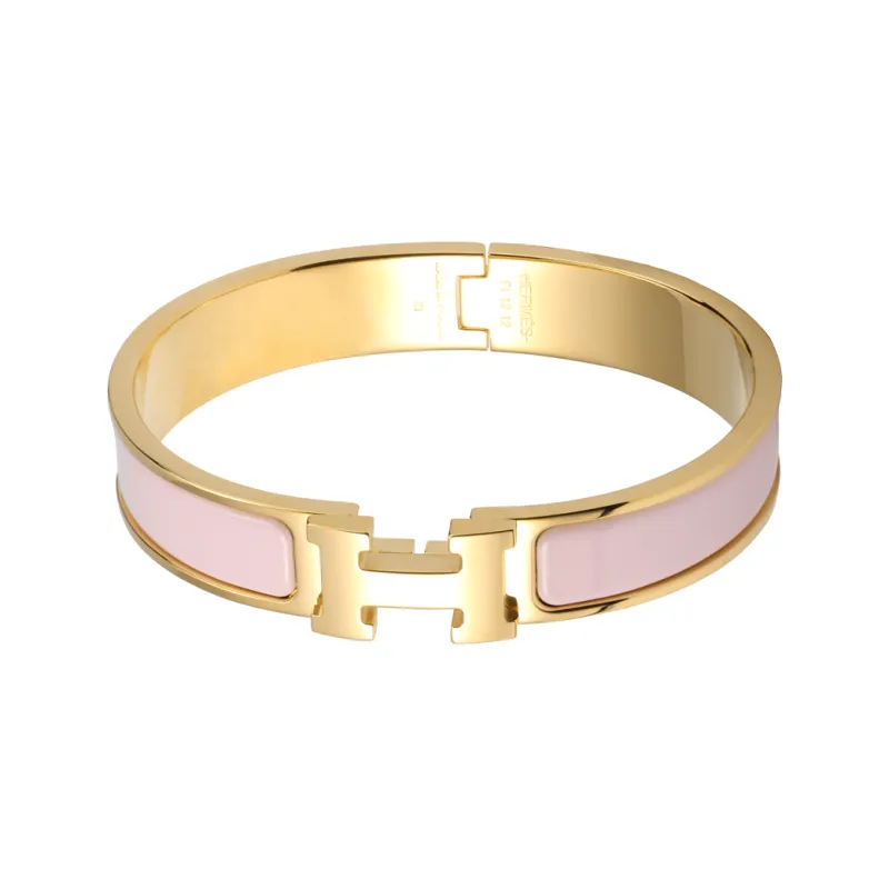HERMES Gold Plated Bangles Women's Gold Pink - POIZON HERMES Gold Plated Bangles Women's Gold Pink - POIZON