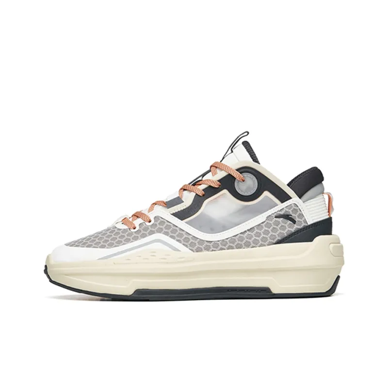 Anta C37 2.0 Lightweight Anti Slip Mid Top Skateboard Shoes Men's White Gray-0
