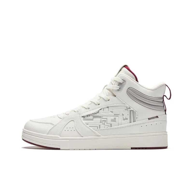 Anta Street Naughty SE Slip Resistant High Top Skateboard Shoes Men's White Gray-0